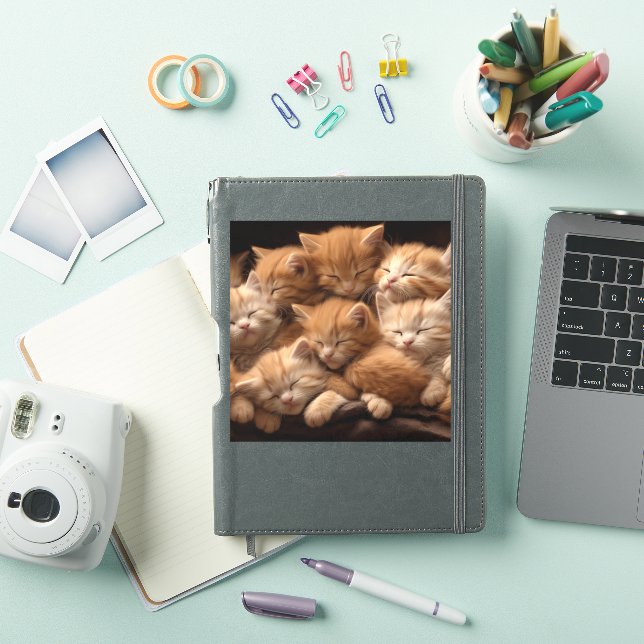 Pegatina gatitos naranjas durmiendo en una pila (Funda para iPad)