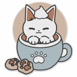 Pegatina Gato adorable en diseño de vacaciones de peluche -