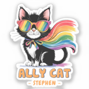 Pegatina Gato Ally - Gato arcoiris Orgullo LGBTQ