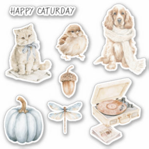 Pegatina Gato Arco Caturday Pájaro Perro