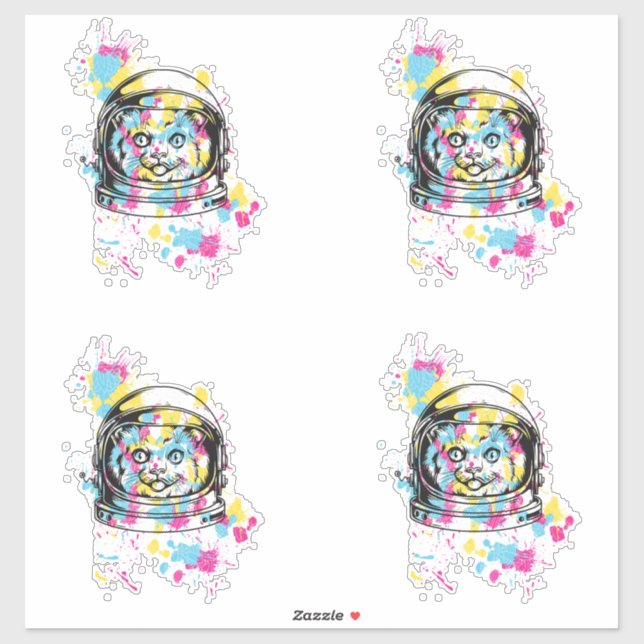 Pegatina Gato Astronauta (Hoja)
