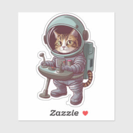 Pegatina Gato astronauta adorable