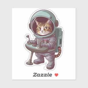 Pegatina Gato astronauta adorable