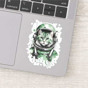 Pegatina Gato Astronauta Verde Splash