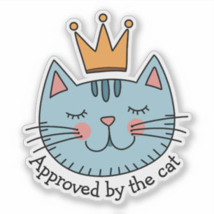 Pegatina Gato Azul Caprichoso Con Una Corona Amarilla Perso