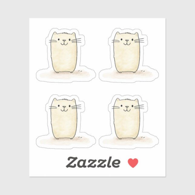 Pegatina Gato Beige de color de agua suave (Hoja)