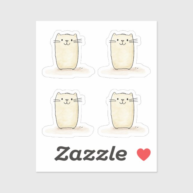 Pegatina Gato Beige de color de agua suave (Hoja)