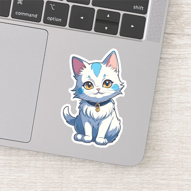 Pegatina Gato blanco con encanto felino (Detalle)