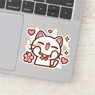 Pegatina Gato blanco lindo kawaii