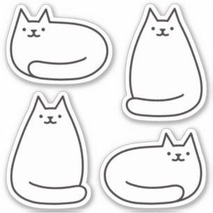 Pegatina Gato blanco redondo kawaii