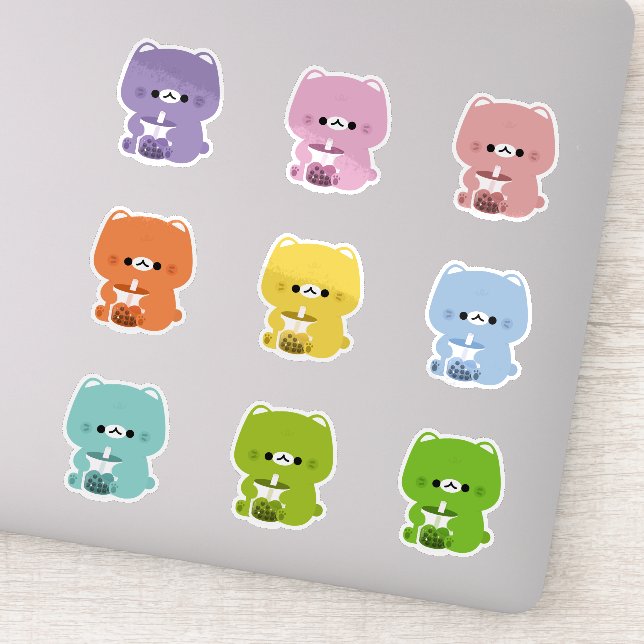 Pegatina Gato Boba con arco iris (Detalle)