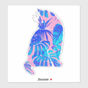 Pegatina Gato botánico