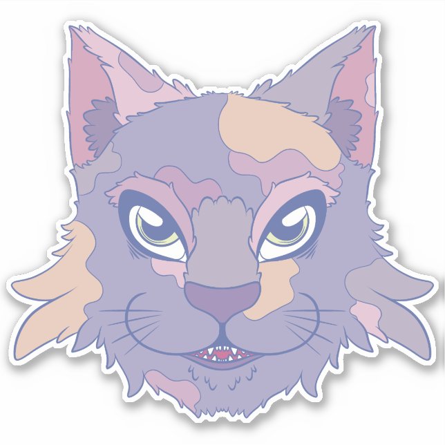 Pegatina Gato Calico (Anverso)