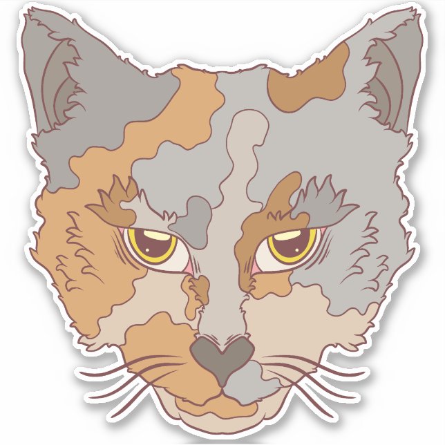 Pegatina Gato Calico Adorable (Anverso)