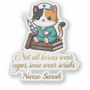 Pegatina Gato Calico Enfermera Bonita Personalizado 