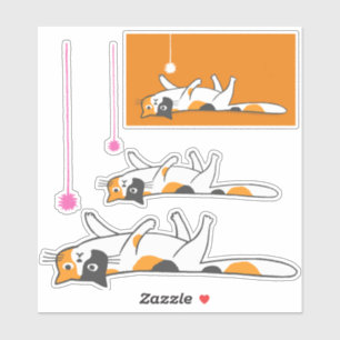 Pegatina Gato Calico Inmotivado   Funny Mascota Kitty Pegat