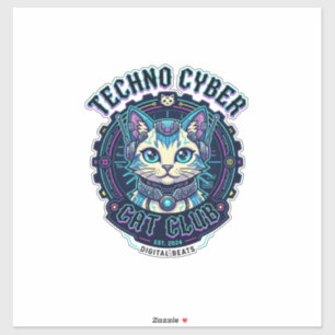 Pegatina Gato Ciber Techno Diseño Divertido Amante de los G