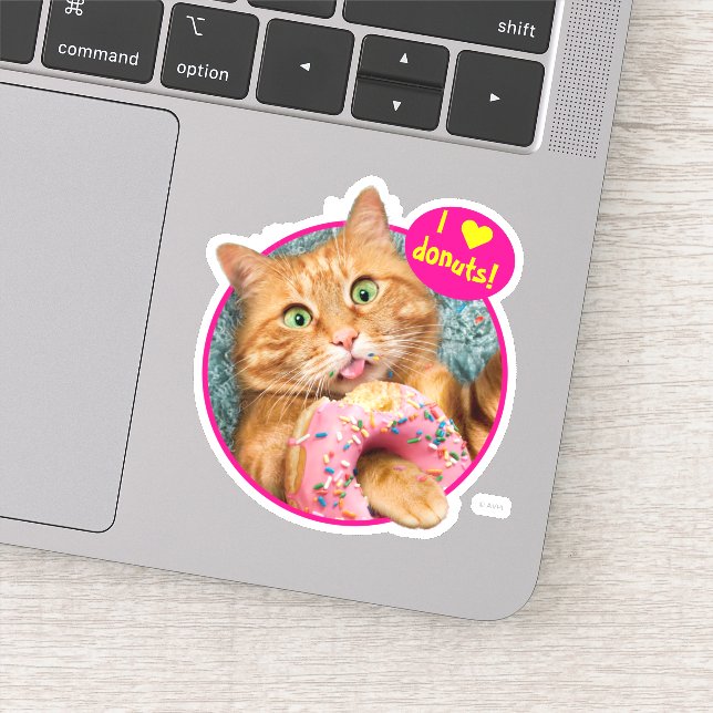 Pegatina Gato comiendo donut (Detalle)