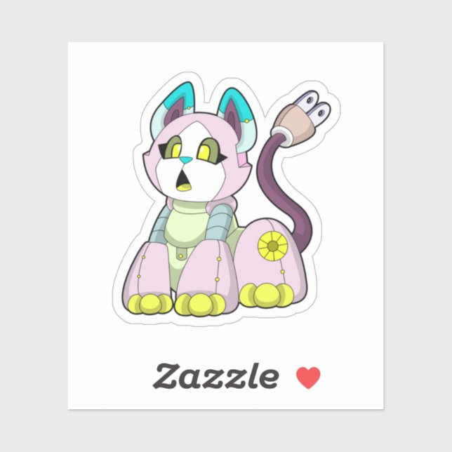 Pegatina Gato como robot (Hoja)