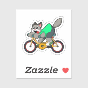 Pegatina Gato con bicicleta