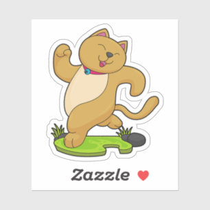 Pegatina Gato con choker en ejecución