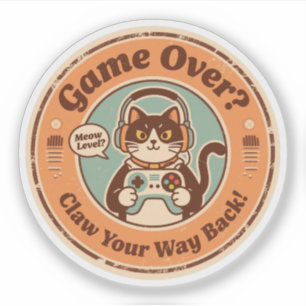 Pegatina Gato con controlador y juego de auriculares