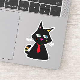 Pegatina Gato con corbata Doodle