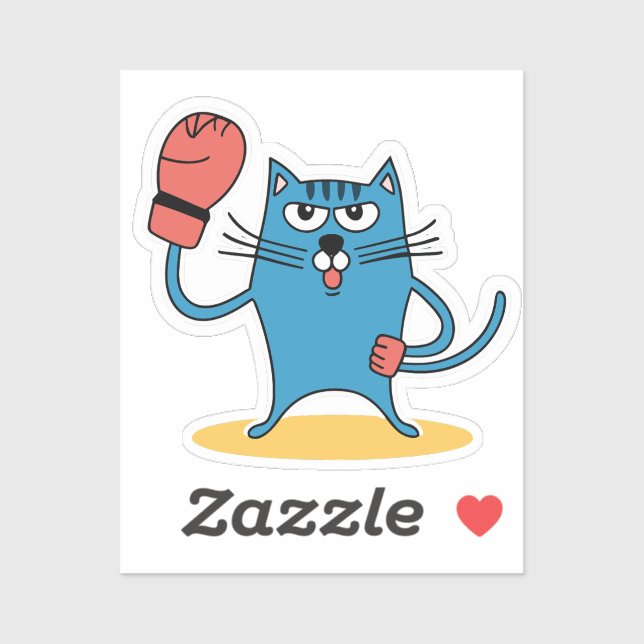 Pegatina Gato con guantes de boxeo (Hoja)