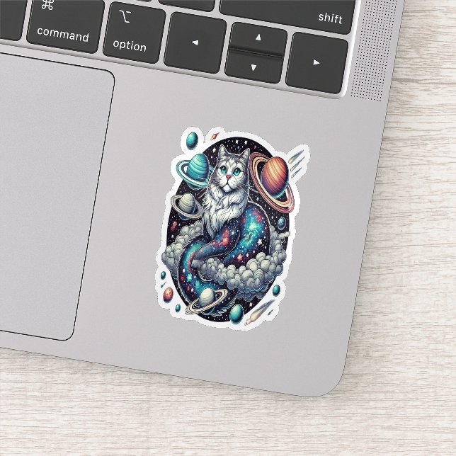 Pegatina Gato cósmico A Aventura Celeste (Detalle)