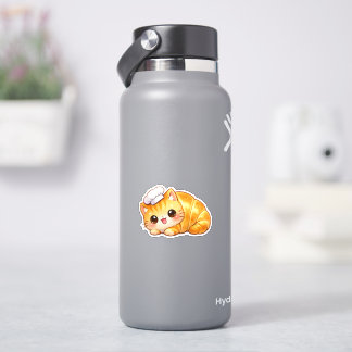 Pegatina Gato Cruasán Adorable Kawaii Panadería Vinilo Pega
