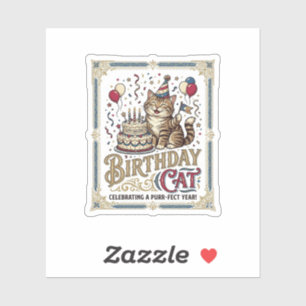Pegatina Gato Cumpleaños Cumpleaños Gato Edad Arte Vector V