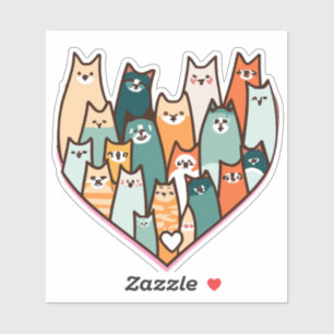 Pegatina Gato cupido Corazón Gato Mascota Lindo Día de San