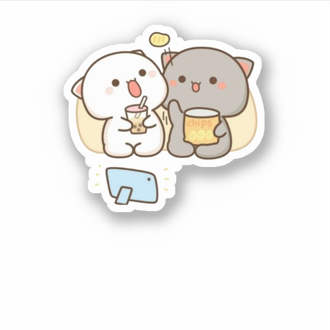 Pegatina Gato cutáneo mochi (Anverso)