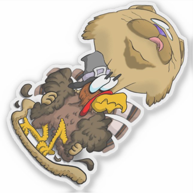 Pegatina Gato de Acción de Gracias de Gran Cabeza (Anverso)