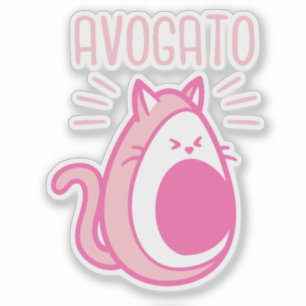 Pegatina Gato de aguacate rosado