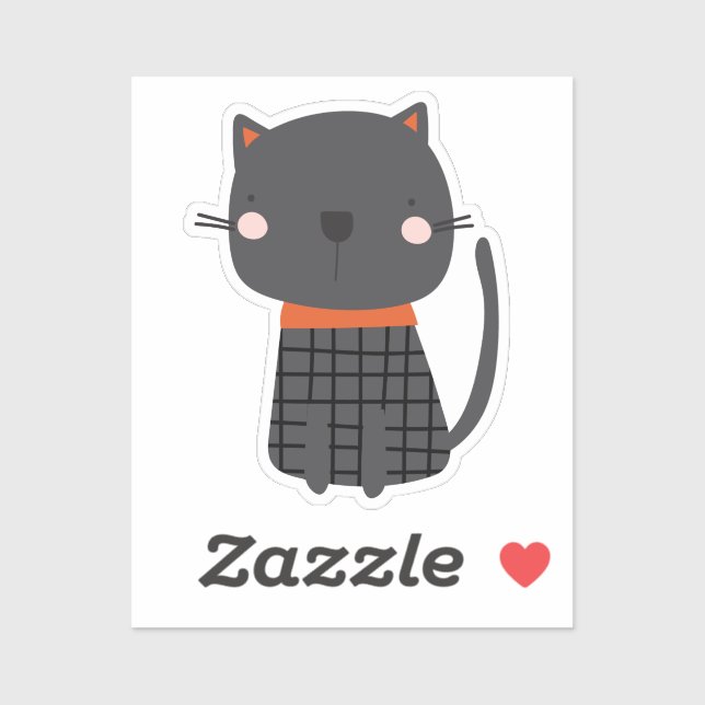 Pegatina Gato de brujas negro superadorable (Hoja)