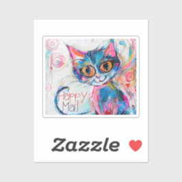 Pegatina Gato de correo feliz