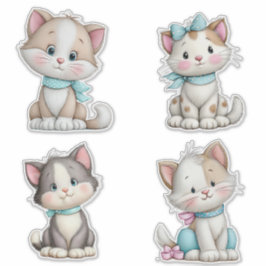 Pegatina Gato de dibujos animados caprichoso y lindo
