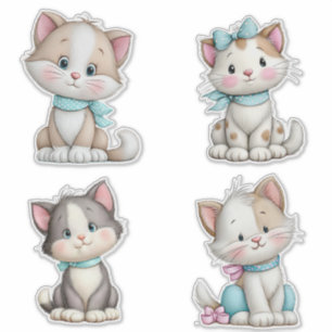 Pegatina Gato de dibujos animados caprichoso y lindo