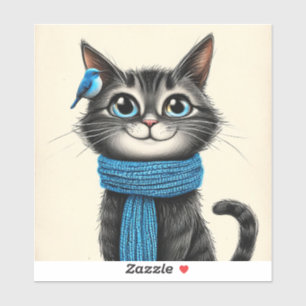 Pegatina Gato de dibujos animados lindo