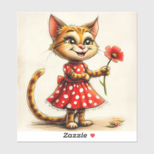 Pegatina Gato de dibujos animados lindo