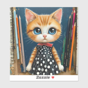 Pegatina Gato de dibujos animados lindo