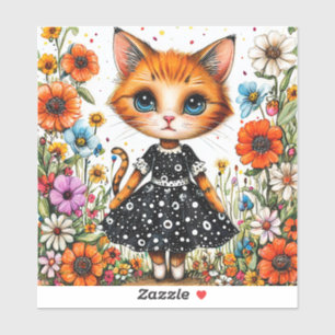 Pegatina Gato de dibujos animados lindo
