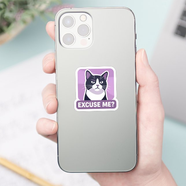 Pegatina Gato de esmoquin con un '¿Disculpa?' descarado  (Teléfono)