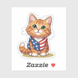 Pegatina Gato de estrellas y tiras - Patriótico 4 de julio