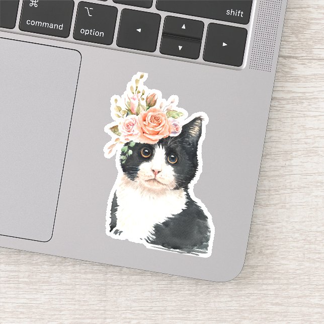 Pegatina Gato de Flor Elegante (Detalle)