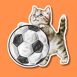 Pegatina Gato de fútbol impermeable