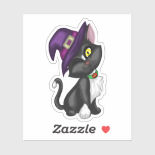 Pegatina Gato de Halloween con Gorra