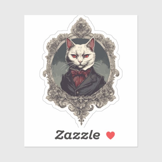 Pegatina Gato de Halloween, gato de vampiro (Hoja)