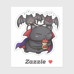 Pegatina Gato de Halloween Vampire Kitty